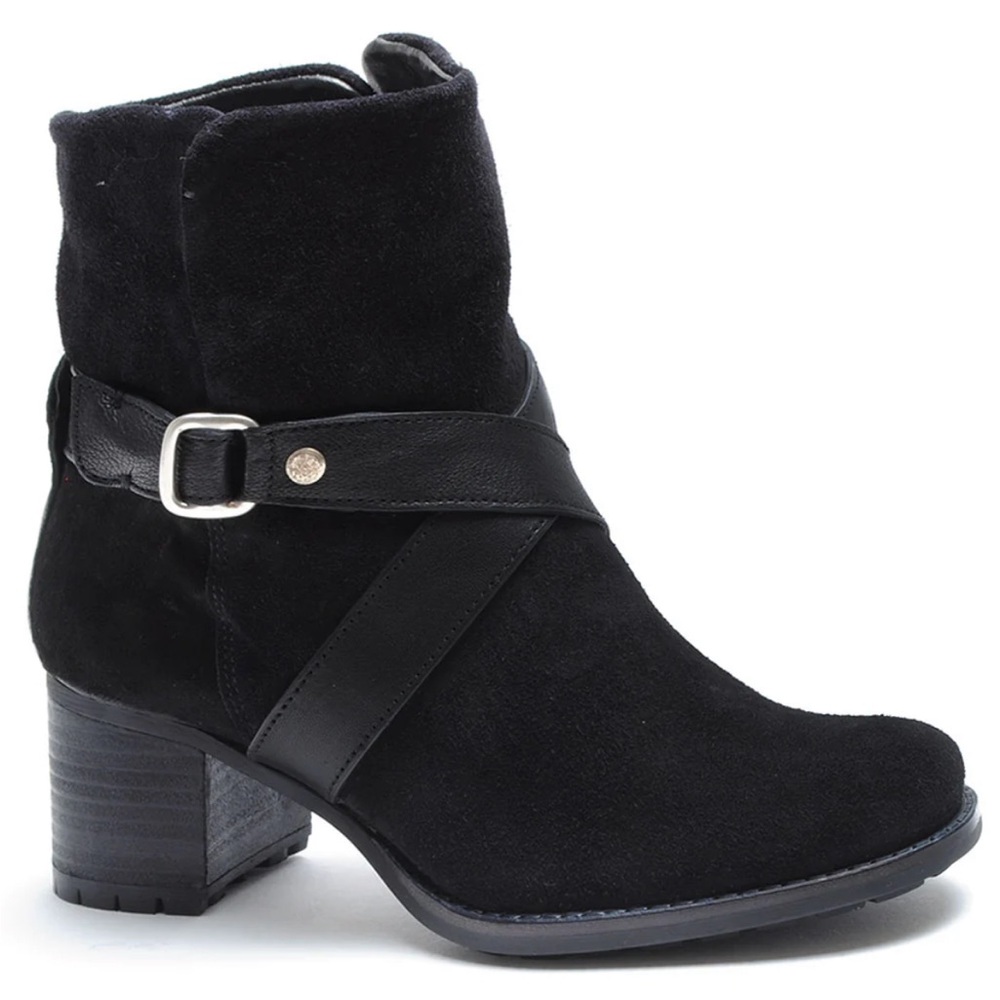 🛍️HS Trask Misty Italian Oiled Suede Block Heeled Booties Leather Buckle